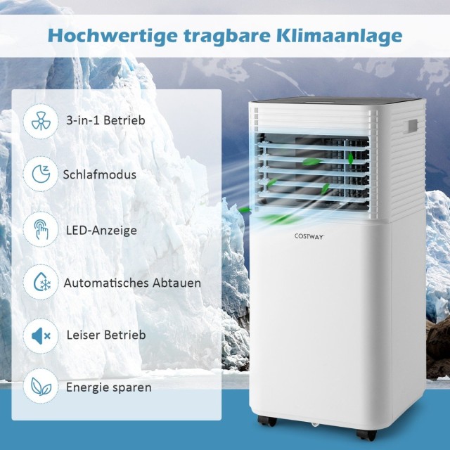 Costway  Φορητό Κλιματιστικό 4 σε 1 με 9000 BTU για Ψύξη, Αφύγρανση, Ανεμιστήρα και Λειτουργία Ύπνου FP10109DE-BK