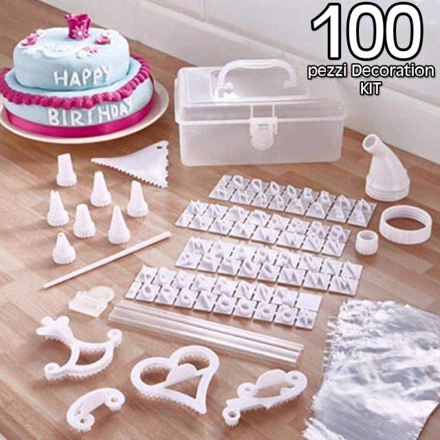 BAKAJI  Σετ 100τμχ Διακόσμηση Τούρτας Cake Design Με Σακούλα Ζαχαροπλαστικής Μύτες Σχήματα Θήκη  02817092