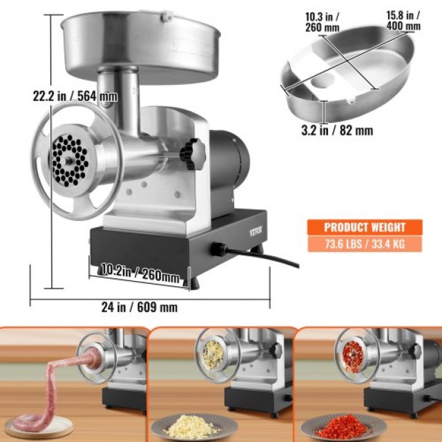 Ηλεκτρικός Κρεατομηχανή VEVOR 1100W & Παρασκευαστής Λουκάνικων  DDJR1100W9903O5FOV2