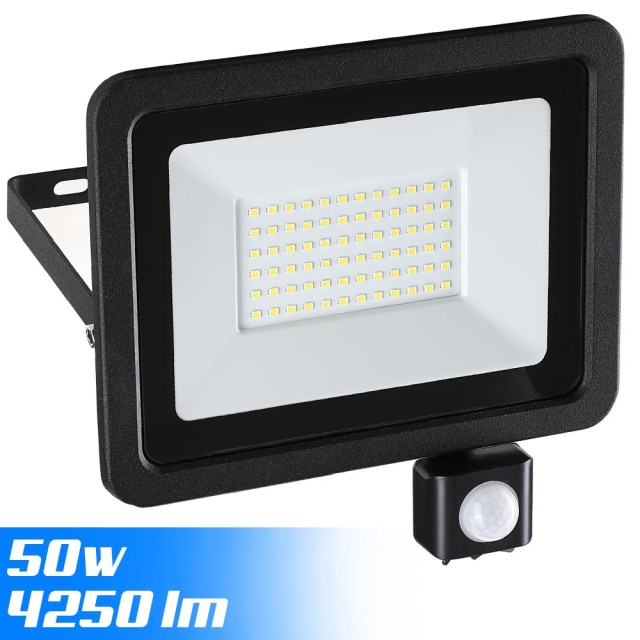 BAKAJI  Προβολέας LED Faro 50W Υψηλής Φωτεινότητας 4250lm Εξωτερικός προβολέας με Αισθητήρα Κίνησης  02053396