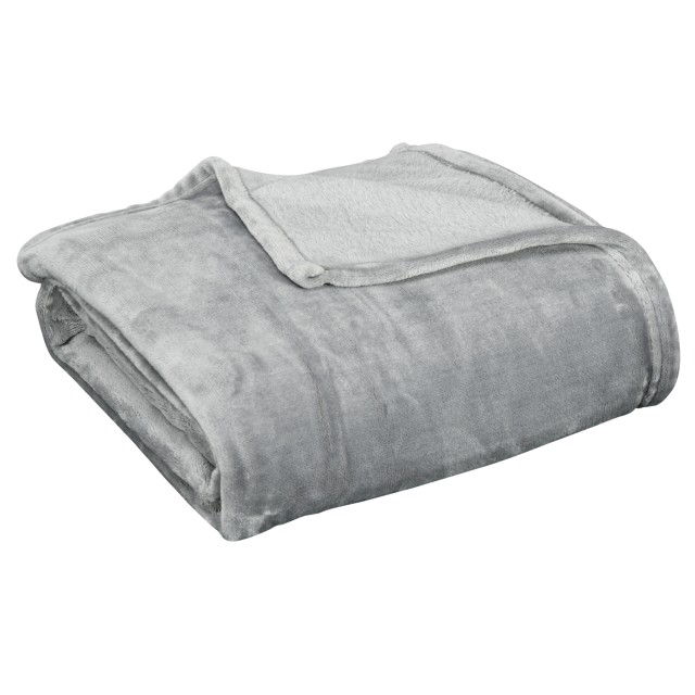 HOMCOM Flannel Blanket 330 GSM Reversible for Indoor and Outdoor Use, 203x152x0,5 cm, Γκρι 810-010V00LG