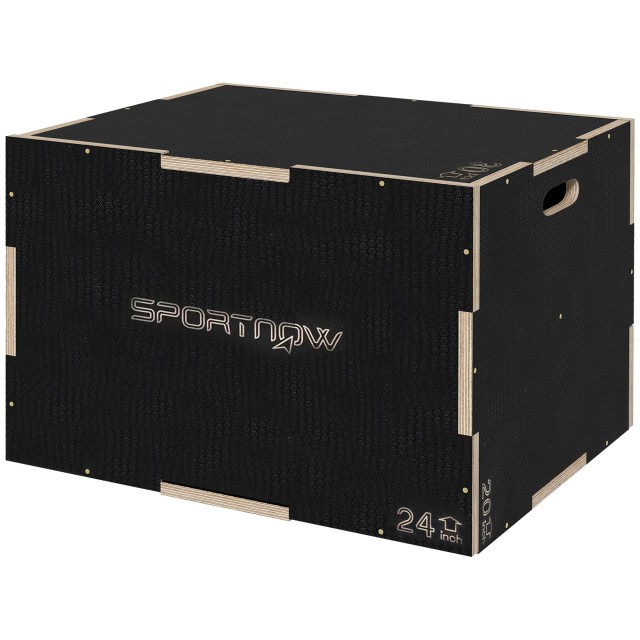 SPORTNOW Plyometric Jump Box σε 3 ύψη σε αντιολισθητικό ξύλο, 76-61-51cm, μαύρο