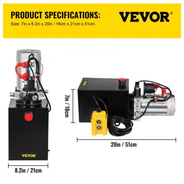 VEVOR 6L Υδραυλική Αντλία Μονής Δράσης 12V  6LCZYYBTXDZY00001V0