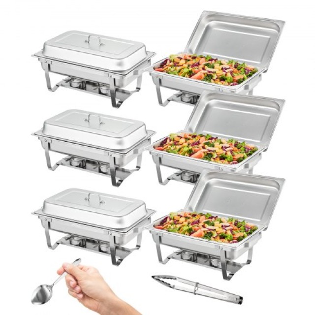 VEVOR  Σετ Μπουφέ Chafing Dish, 8 Qt 6τμχ, Ανοξείδωτο Σκεύος με 6 Πλήρη Ταψιά ZFXKCLJTZ68QTMJAWV0