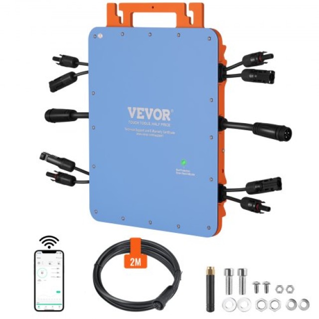 VEVOR Ηλιακός Μικρομετατροπέας Δικτύου 1200W Αδιάβροχος IP67 με APP WIFI  IP67WXBWNBQ1T6BL4V2