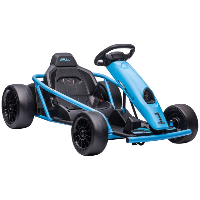 HOMCOM Ηλεκτρικό Go-Kart για Παιδιά 8-12 Ετών με Ψηλή Πλάτη και Ζώνη Ασφαλείας 115x77x54 εκ Μπλε και Μαύρο 370-303V90BU