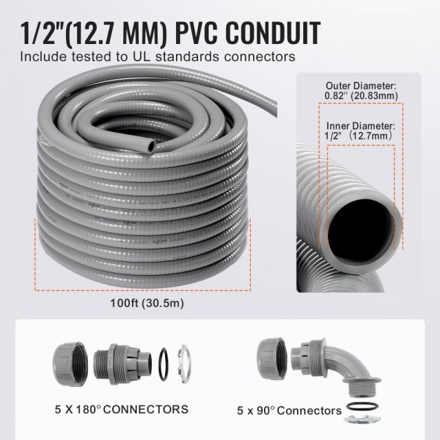 Εύκαμπτη PVC Σωλήνωση 1/2 ίντσας VEVOR PVCYMDQDG1004Q1FJV0