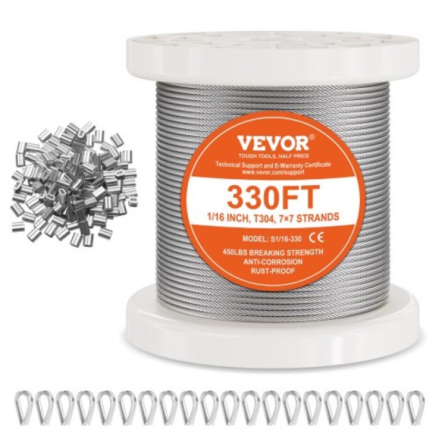 VEVOR  Καλώδιο Ανοξείδωτο T304 1/16 7x7 330 ft για Κάγκελα BXGGSS330FTBMD4CEV0