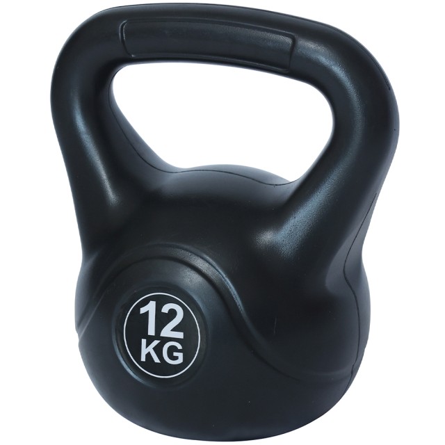 BAKAJI  Kettlebell 12Kg από PVC με τσιμέντο, αντιολισθητική λαβή, βάρος για γυμναστική και γυμναστήριο.  02839097