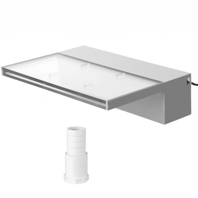 VEVOR Καταρράκτης Πισίνας με LED Φωτισμό 30x8x20cm, Ακρυλικός Καταρράκτης για Κήπο, Πισίνα, Πλατείες  SLPBPQAW300LG0001V2