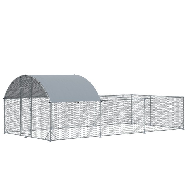 PawHut Outdoor Steel Chicken Run με κάλυμμα PE με προστασία UV, 570x280cm