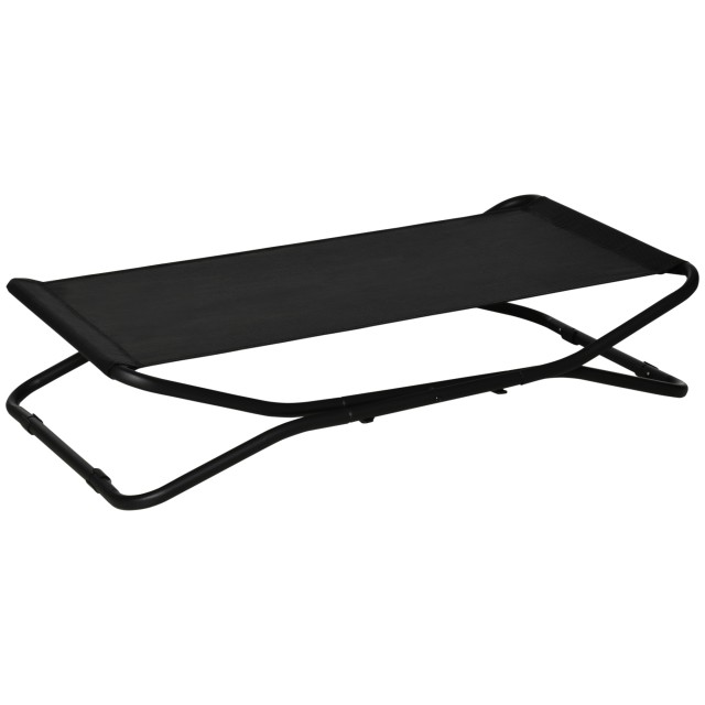 PawHut Raised Bed for Small and Medium Dogs, από ατσάλι και αναπνεύσιμο ύφασμα, 111x65,5x19cm, μαύρο D04-216V01