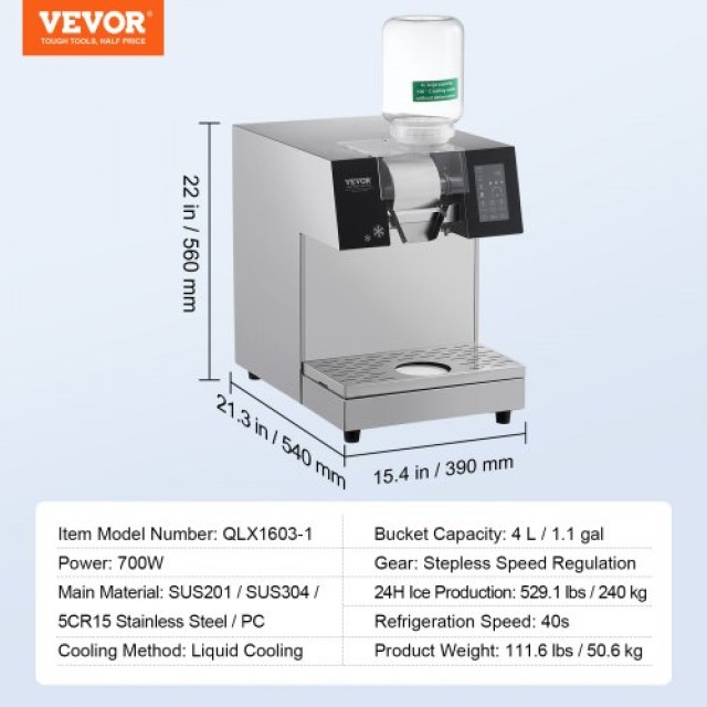 VEVOR  Εμπορική Μηχανή Πάγου 529LBS/24H Ανοξείδωτη για Παγωτό  SLXNBJCMYJP2INFZOV2