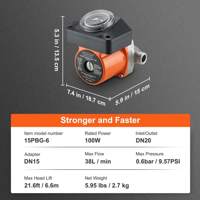 Αντλία Κυκλοφορίας Ζεστού Νερού 100W VEVOR RSXHB110V100WLAF8V2