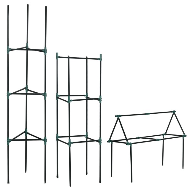 Outsunny 3-Tier Steel and PP Tomato Support for Climbing Plant, Φρούτα και Λαχανικά, 38x38x182 cm, Πράσινο 845-784V00DG