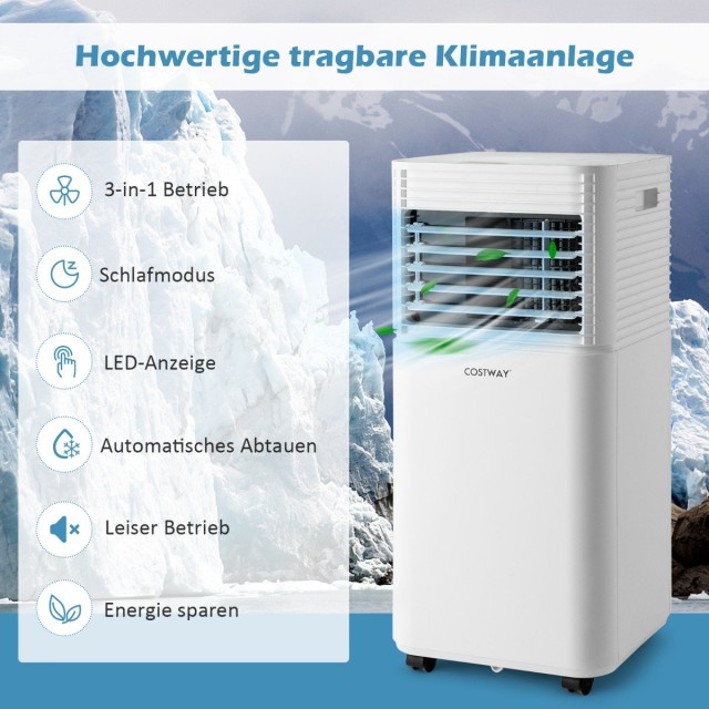 Costway  Φορητό Κλιματιστικό 4 σε 1 με 9000 BTU για Χώρους έως 20㎡ - Ψύξη, Αφύγρανση, Ανεμιστήρας & Λειτουργία Ύπνου FP10109DE-WH