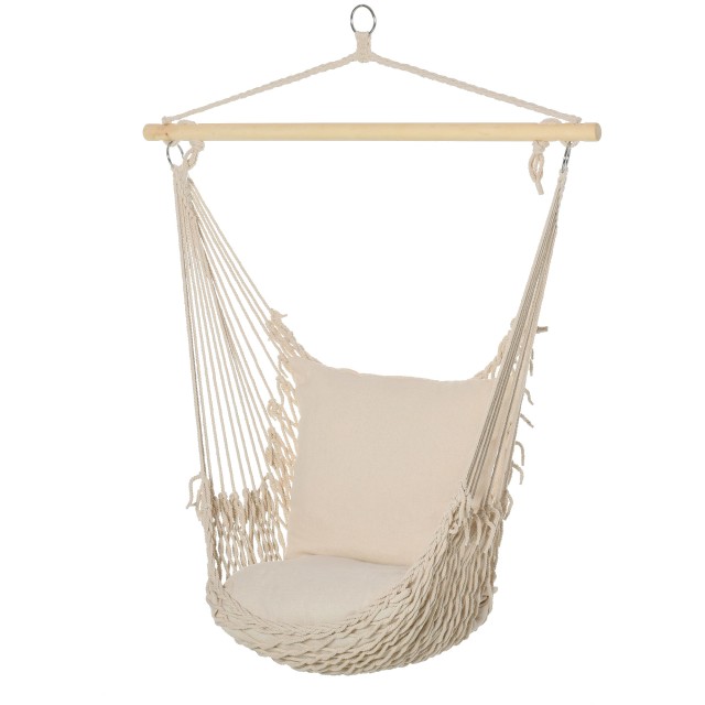 Κούνια Outsunny Hammock με επένδυση με σχοινί για εσωτερικούς και εξωτερικούς χώρους, λευκό