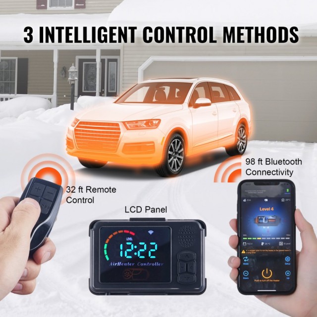 Αερόθερμο Diesel All-in-one 12V 5KW Bluetooth App LCD για Αυτοκίνητο σε Εσωτερικούς Χώρους VEVOR  ZCJRQLS12V5KWQ0W3V9