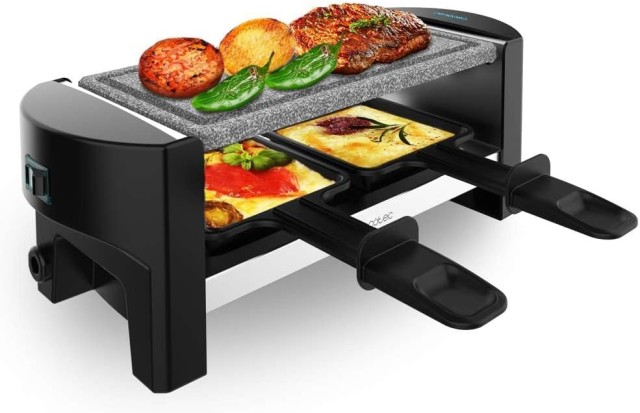 CECOTEC  Ηλεκτρική Συσκευή Ψησίματος Cheese&Grill 3200 Pocket AllStone για 2 Άτομα, 320W, Ανοξείδωτη, Αντικολλητική Πέτρινη Πλάκα, με 2 Τηγάνια και 1 Σπάτουλα  CEC-03273