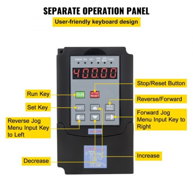 VEVOR 3.0KW 220V VFD Μετατροπέας Συχνότητας για Έλεγχο Ταχύτητας Κινητήρα (3.0KW 220V)  3.0KW220VBPQ00001V0