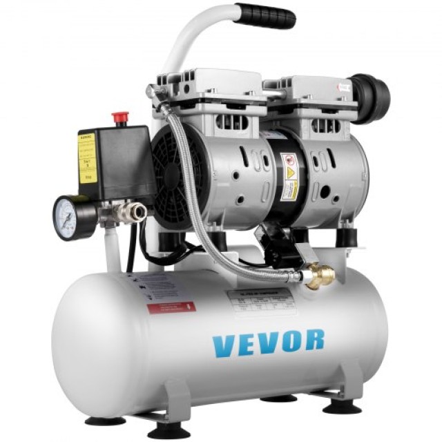 VEVOR  Υπερ-Ήσυχος Αεροσυμπιεστής 0.75 HP, 2 Γαλόνια, Χωρίς Λάδι, 550W, Φορητός, Για Επισκευές Σπιτιού & Φούσκωμα Ελαστικών WSKYJ550-9L000001V2