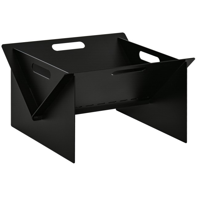 Outsunny Square Steel Garden Fire Pit με Λαβές, 50x45x30cm, Μαύρο 842-213