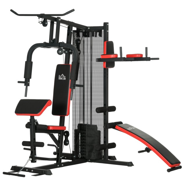 SPORTNOW Πολυλειτουργικό Fitness Station for Body Training, σε ατσάλι και PU, 225x175x200 cm, Μαύρο