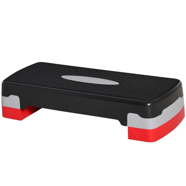 HOMCOM Step Fitness για Αερόμπικ με Ρυθμιζόμενο Ύψος 10-15 cm, 68x29cm Μαύρο και Κόκκινο A90-076RD