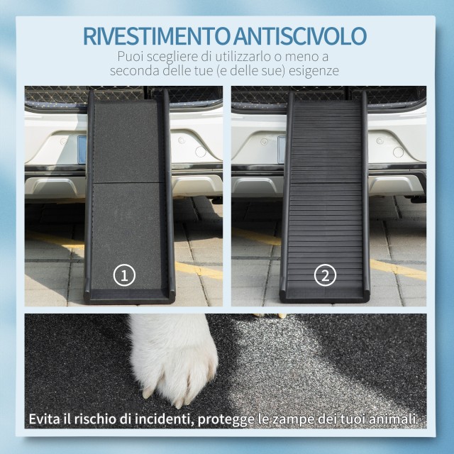 PawHut PP Dog Ramp με αντιολισθητική επίστρωση, για μπότες αυτοκινήτου μικρότερο από 75cm, 155x39x14cm, Μαύρο D06-153V00BK