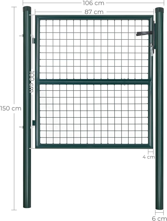 Πόρτα Περίφραξης Κήπου από Γαλβανισμένο Χάλυβα 106 x 100 cm SONGMICS   GGD150G01 - 12 άτοκες δόσεις και 5% cash back