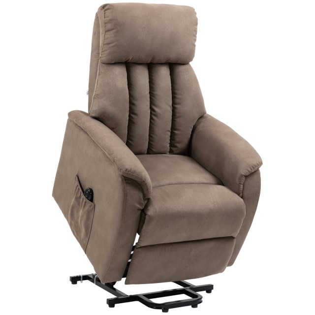 HOMCOM Lift Chair Ανακλινόμενη 150° max με τηλεχειριστήριο και στήριγμα ποδιών, 75x93x110 cm, καφέ 713-082V91BN