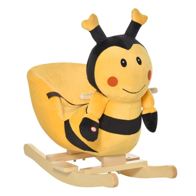 HomCom Wooden Rocking Horse Bee για Παιδιά 60 x 33 x 45 cm Κίτρινο και Μαύρο