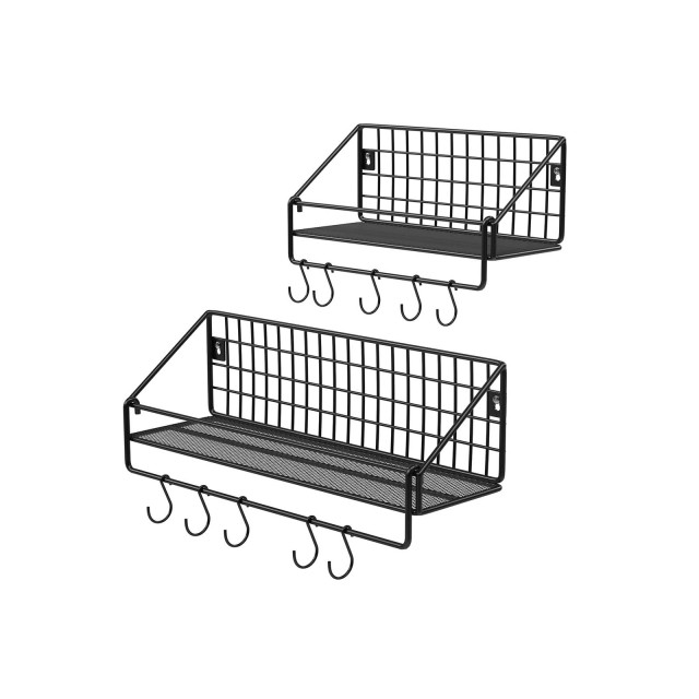 SONGMICS Σετ 2 τμχ Μεταλλικά Ράφια Τοίχου 30x12x13 cm & 40x12x13 cm Χρώματος Μαύρο, LFS02BK - 12 άτοκες δόσεις και 5% cash back