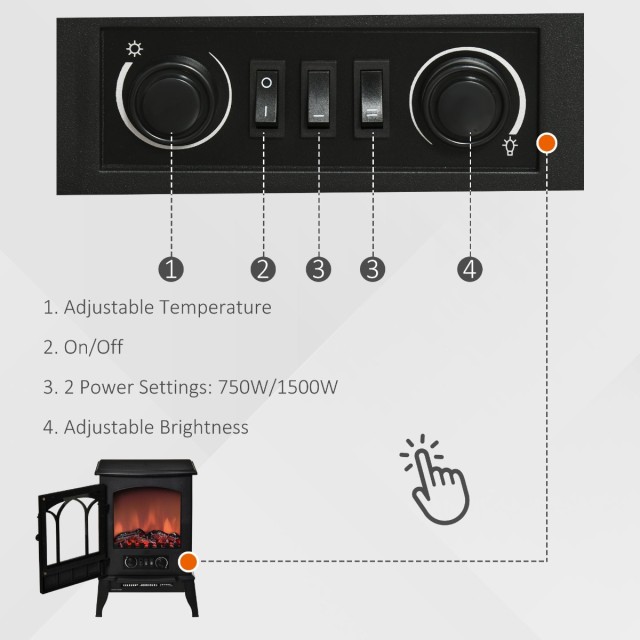 Homcom Ηλεκτρικό τζάκι δαπέδου ισχύος 2000W, 39? 23 56,5 εκ