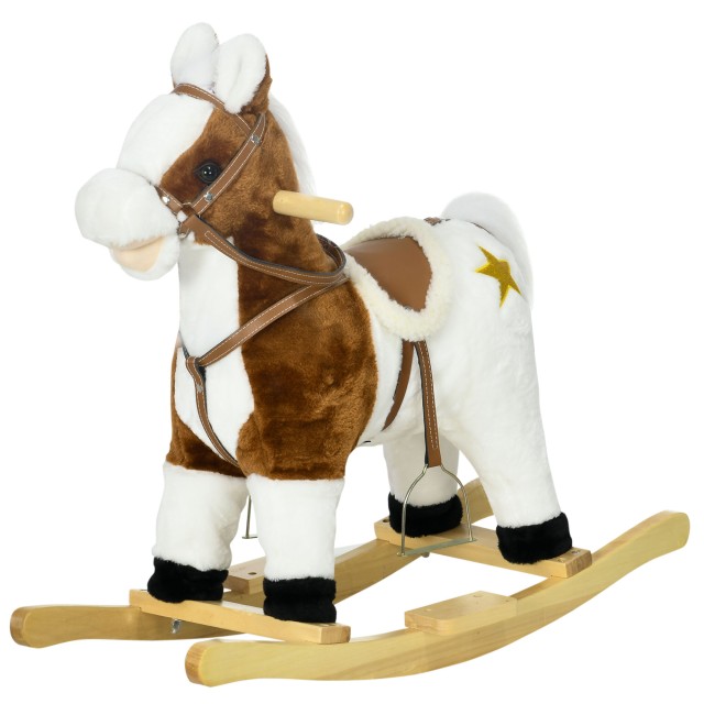 HOMCOM Rocking Horse για Παιδιά 3-6 ετών σε Λούτρινο Παιχνίδι με Ήχους, 68x26x62cm, Καφέ 330-166V00BN