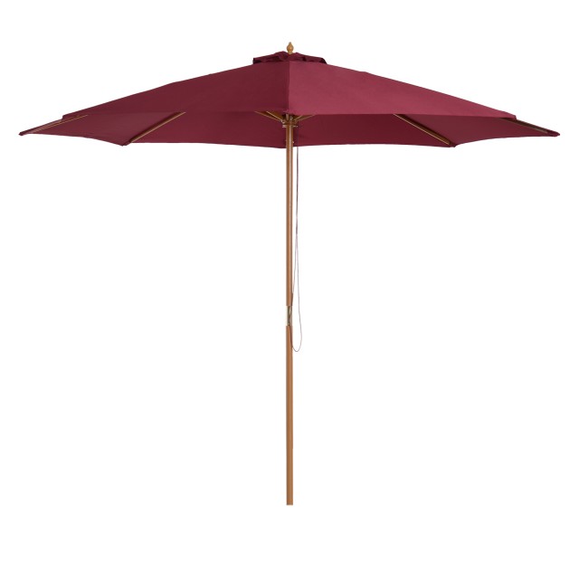 Outsunny Double Canopy Garden Parasol σε μπαμπού και πολυεστέρα, κόκκινο φ3x2,5m