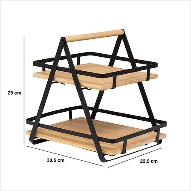 Μεταλλική Ραφιέρα 2 Επιπέδων με Λαβές 30,5 x 22,5 x 29  cm Μαύρο & Μπαμπού 190114 5Five Simply Smart