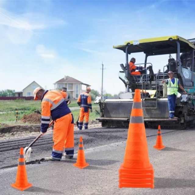 VEVOR Κώνοι Ασφαλείας, Σετ 4, 71 εκ. Πτυσσόμενοι Κώνοι Κυκλοφορίας με Ανακλαστικές Ταινίες, Ευρεία Βάση και Τσάντα Αποθήκευσης  28ZDAQZ28YC4I2SSDV0