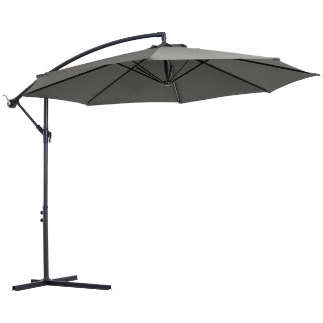 Outsunny Outsunny Outdoor Parasol Ατσάλινο πλαίσιο και Πολυεστέρας Αδιάβροχο Anti-UV Φ300x250cm, Γκρι