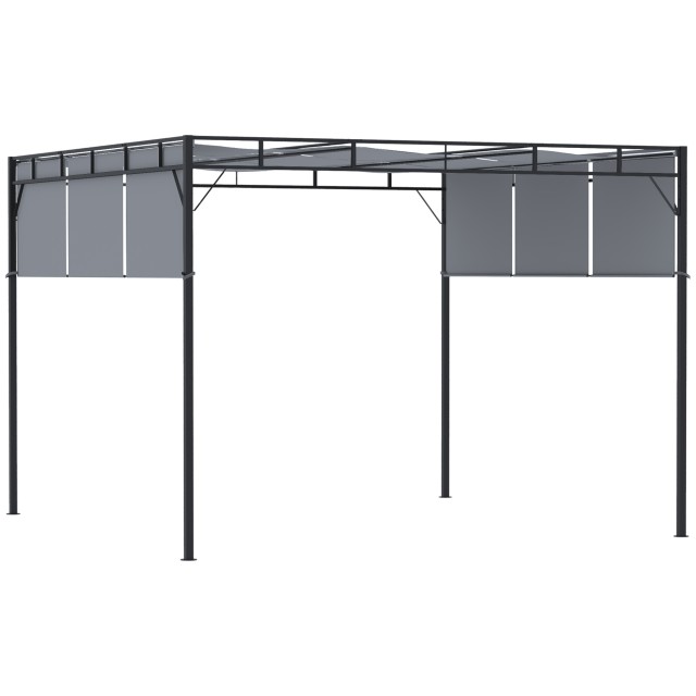 Outsunny Pergola Gazebo 3x3m σε ατσάλι με συρόμενη οροφή και 8 μανταλάκια που περιλαμβάνονται 84C-330CG