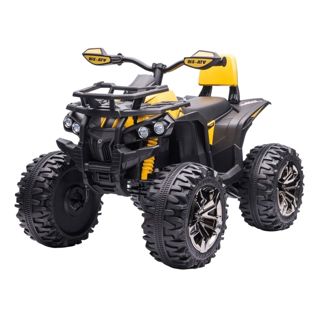 HOMCOM 12V Electric Kids Quad με λειτουργικούς προβολείς και πεντάλ, επαναφορτιζόμενη μπαταρία, κ.λπ. 3-5 ετών, 100x65x73cm - Μαύρο / Κίτρινο 370-170V90YL