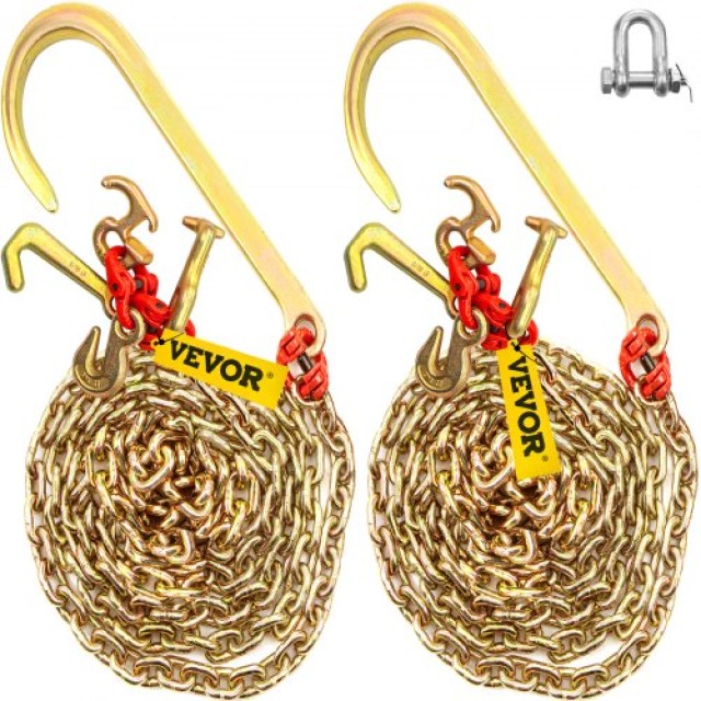 Αλυσίδα Ρυμούλκησης VEVOR J Hook, 5/16 in x 10 ft, G80, 2 J Hooks, 9260 Lbs  SZGLRTJ51610FT001V0