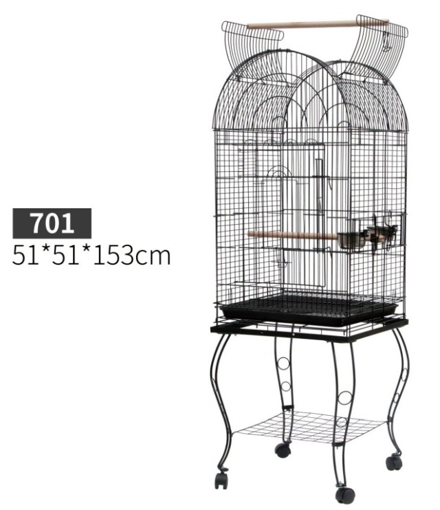 PawHut Bird and Canary Cage, Aviary με Μαύρες Μεταλλικές ρόδες 51x51x153cm