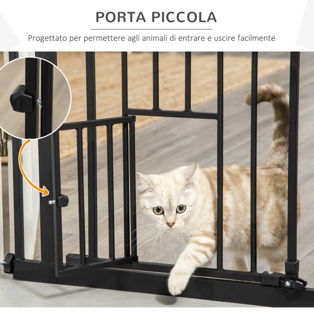 PawHut Dog Gate με Push Fit, Επεκτάσιμη από 74-80cm με Αυτόματο Κλείσιμο, Μαύρο