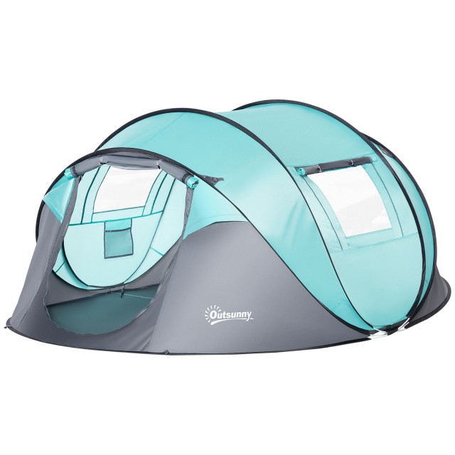 Σκηνή Κάμπινγκ 4 ατόμων Dome, Automatic Pop-Up Igloo Tent, 286x209x122cm, Γαλάζιο A20-261