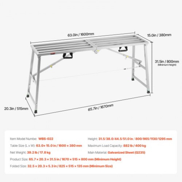 VEVOR  Ρυθμιζόμενη Φορητή Σκαλωσιά 800 lb  BXSZDJSJZJ80FRRL9V0