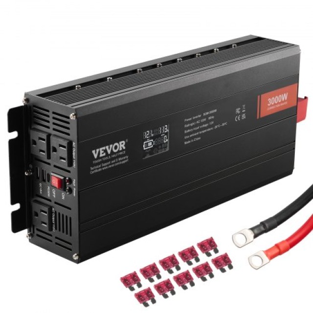 VEVOR Τροποποιημένο Ημιτονοειδές Inverter 3000W DC12V σε AC230V με Οθόνη LCD CE FCC  XZXNBQ3000WX61GMMV2