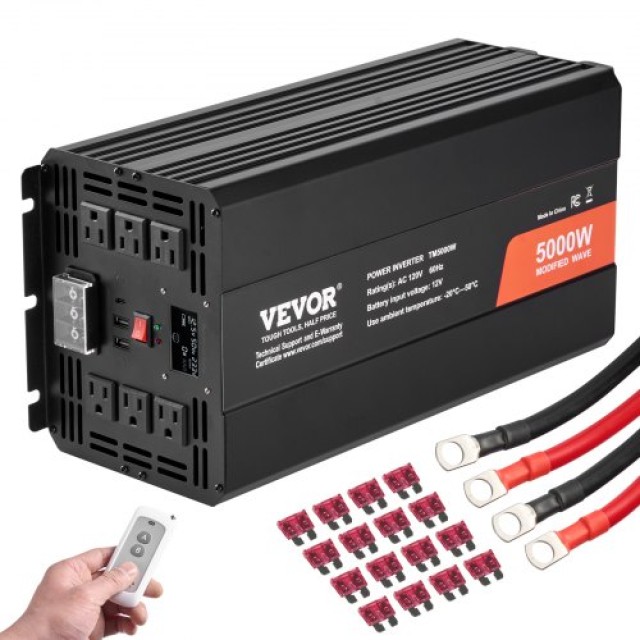 VEVOR Μετατροπέας Ισχύος 5000W DC12V σε AC120V με LCD Τηλεχειριστήριο  XZXNBQ5000WXZA35WV2