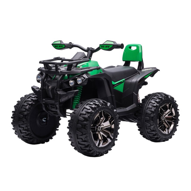 HOMCOM 12V Electric Kids Quad με λειτουργικούς προβολείς και πεντάλ, επαναφορτιζόμενη μπαταρία, κ.λπ. 3-5 ετών, 100x65x73cm - Μαύρο / Πράσινο