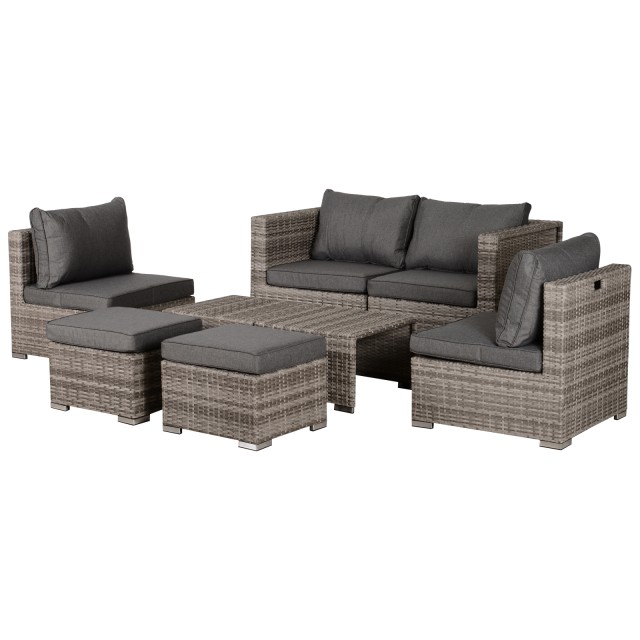 Outsunny Garden Lounge σε PE Rattan 8 τεμαχίων με γκρι δομή αλουμινίου 860-099